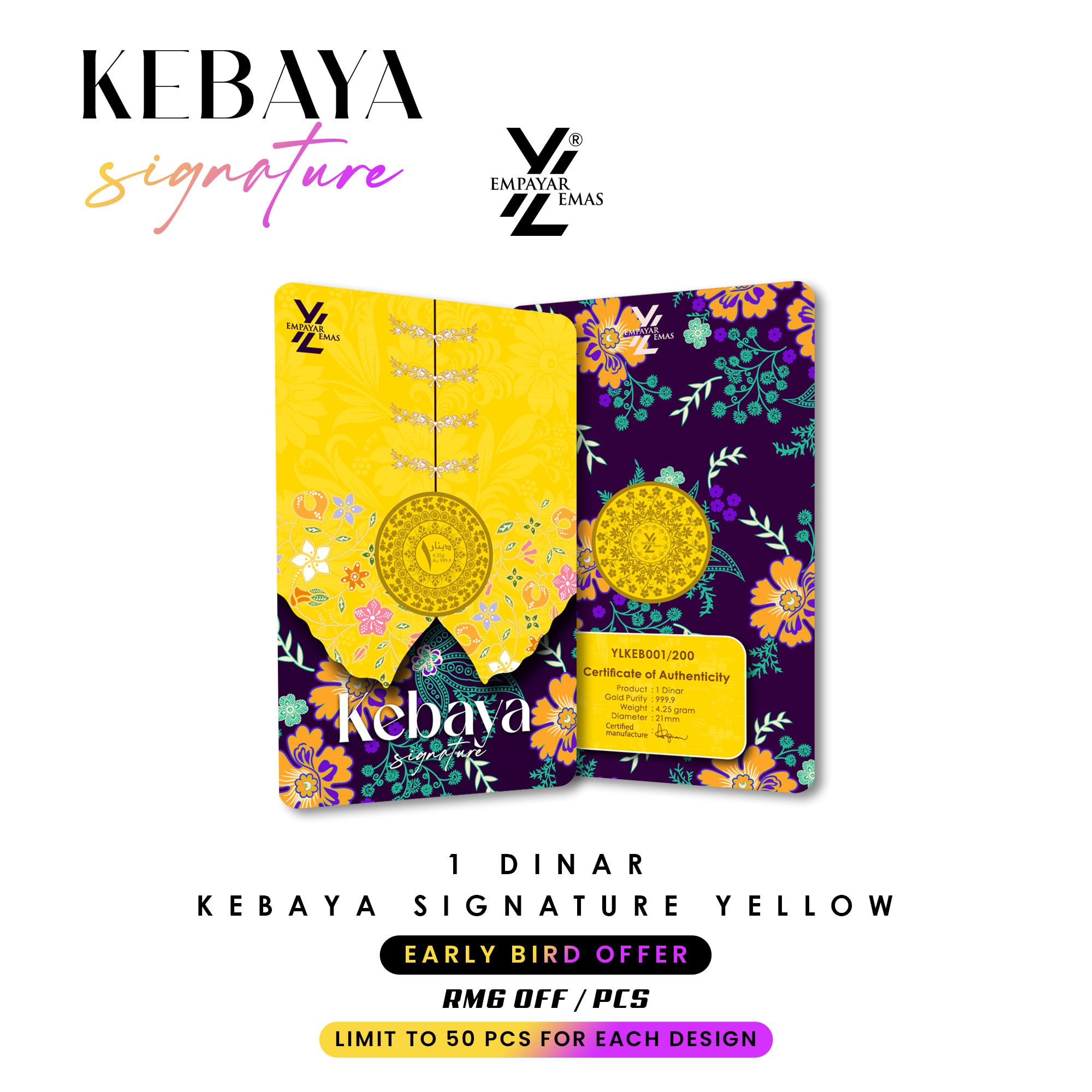 1 DINAR KEBAYA SIGNATURE YELLOW (READY STOK DI HQ: 10 SEPTEMBER 2026)