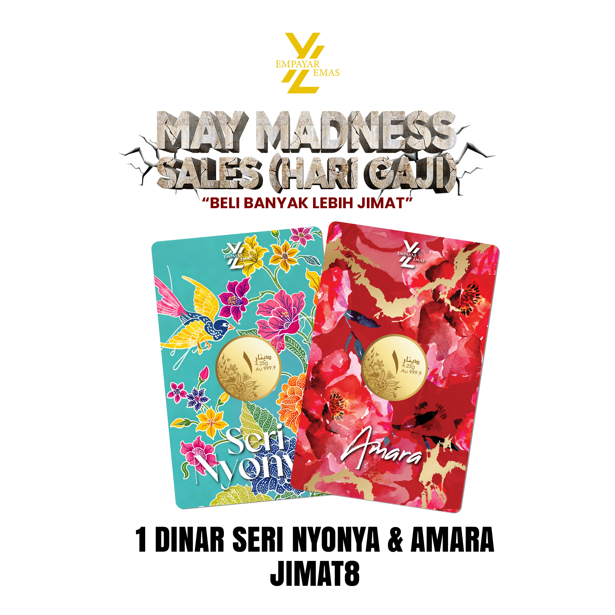 COMBO 1 DINAR SERI NYONYA + 1 DINAR AMARA (999.9)(READY STOK DI HQ 6 JUN)