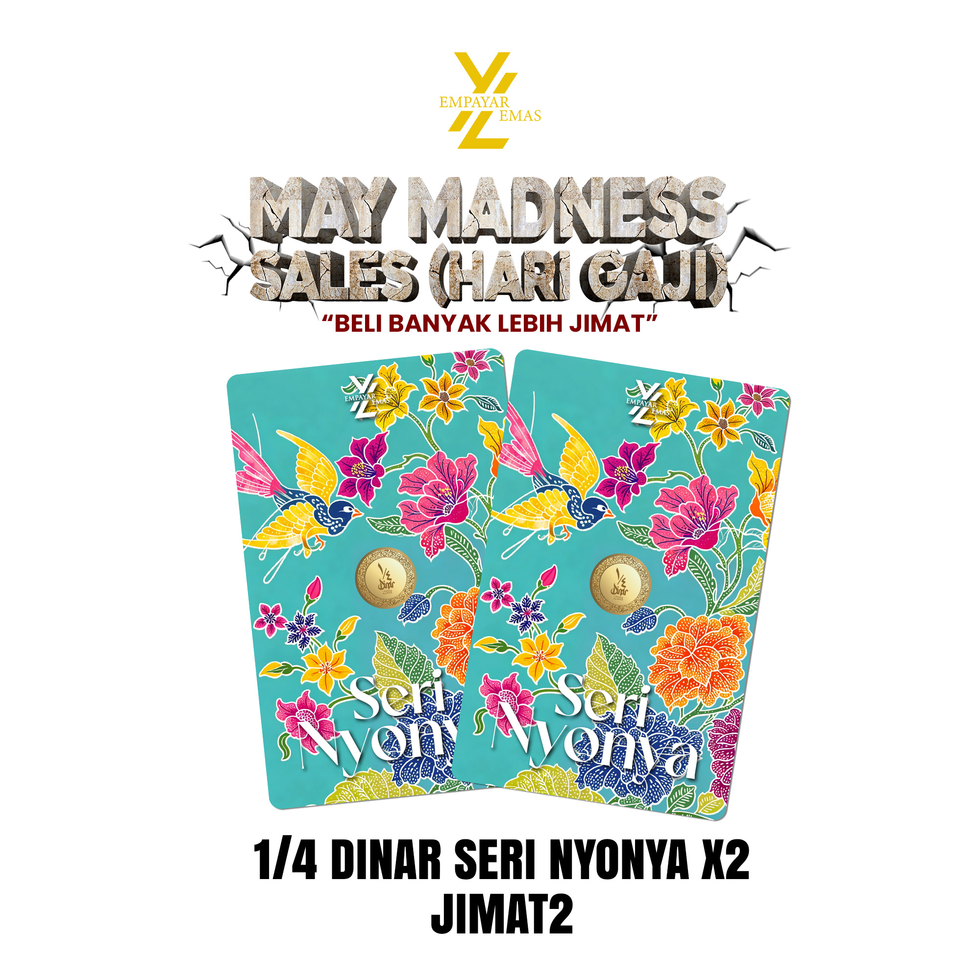 COMBO 1/4 DINAR SERI NYONYA x 2 PCS (999.9)(READY STOK DI HQ 26 MEI)