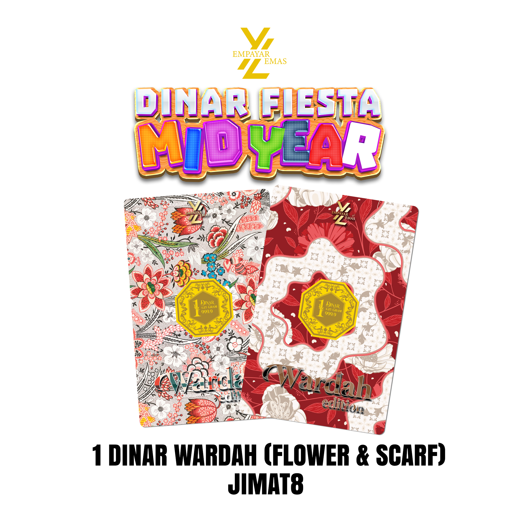 COMBO 1 DINAR WARDAH FLOWER + 1 DINAR SCARF (999.9)(READY STOK DI HQ: 12 JUN 2026)