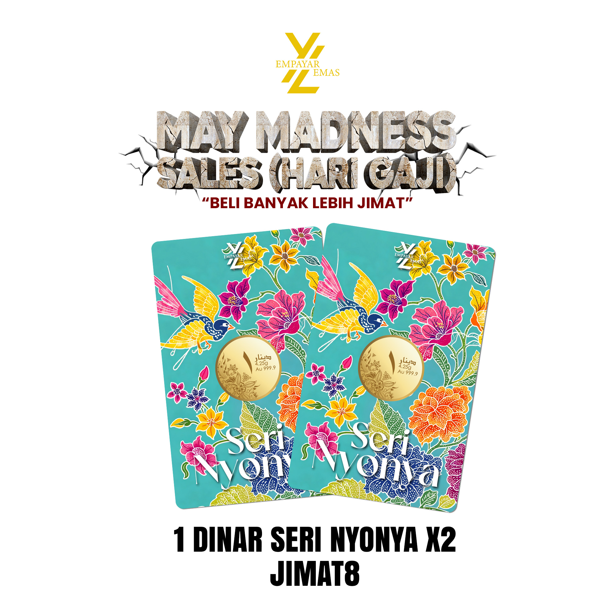 COMBO 1 DINAR SERI NYONYA x 2 PCS (999.9)(READY STOK DI HQ 6 JUN)