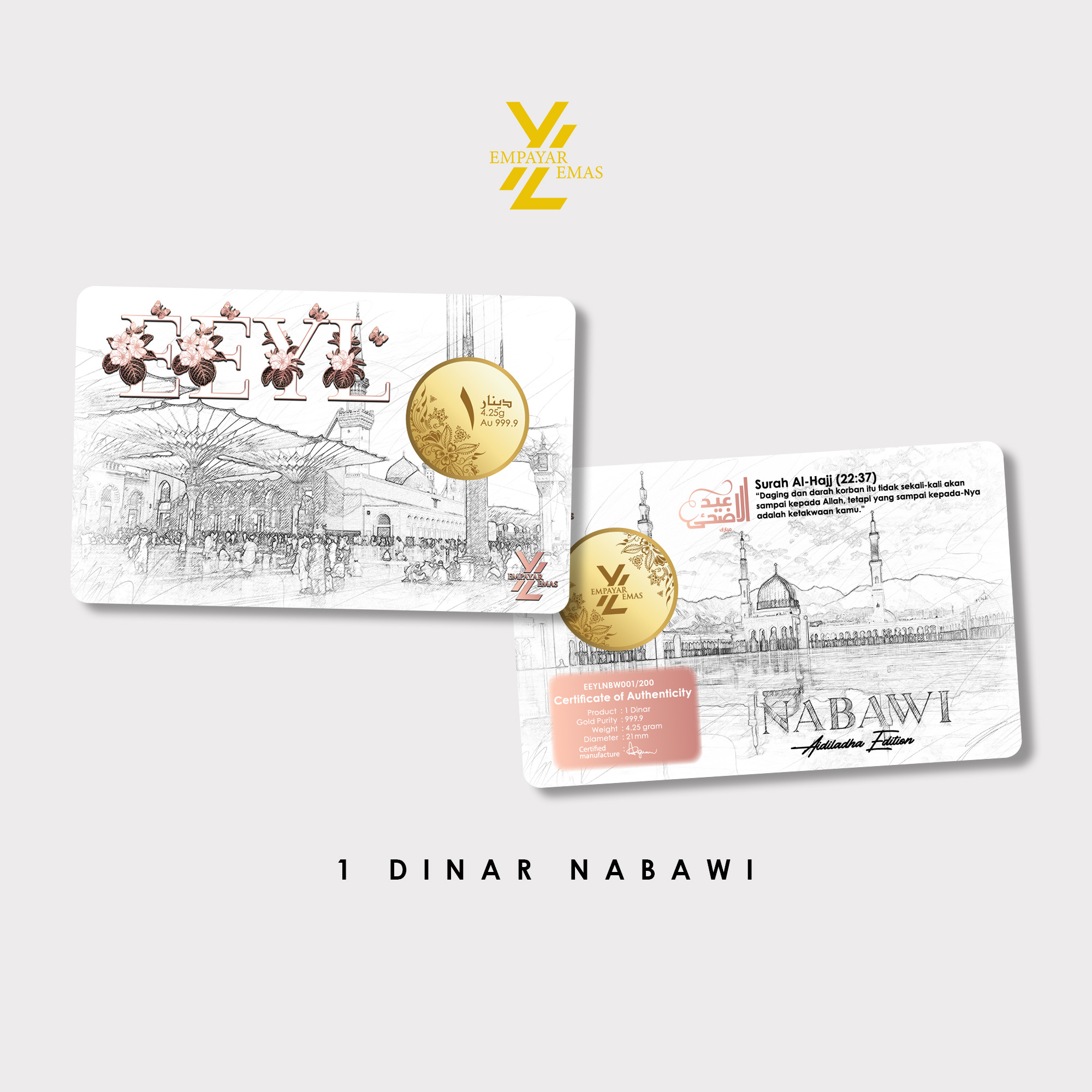 1 DINAR EEYL EDISI NABAWI (999.9) (READY STOK HQ: 14 MEI 2026)