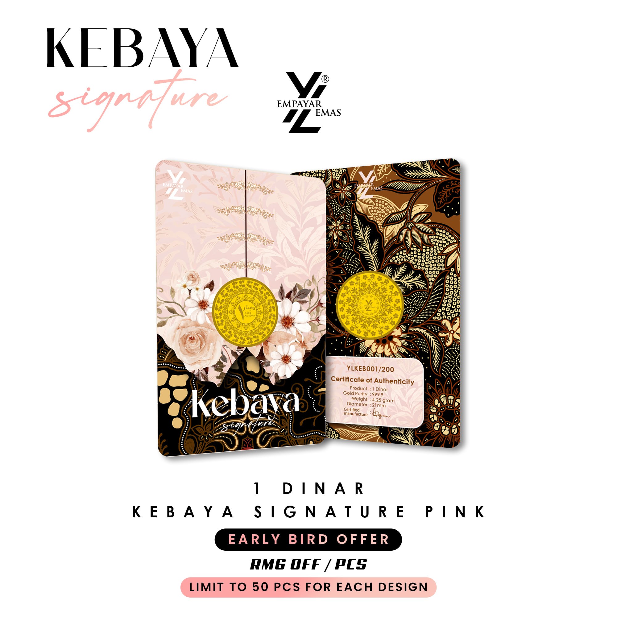 1 DINAR KEBAYA SIGNATURE PINK (READY STOK DI HQ: 10 SEPTEMBER 2026)