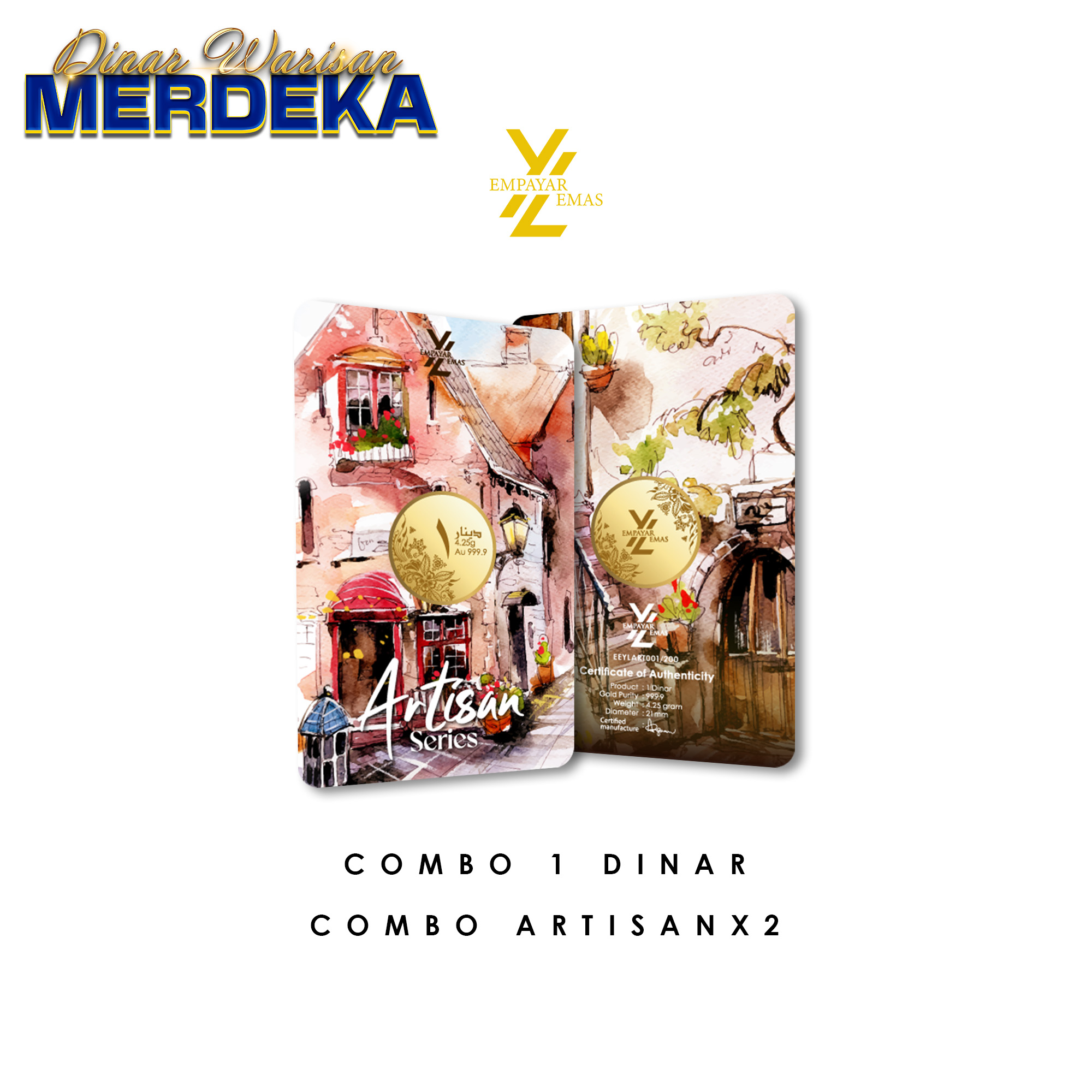 COMBO 1 DINAR ARTISAN x 2 PCS (999.9)(READY STOK DI HQ: 3 SEPTEMBER 2026)