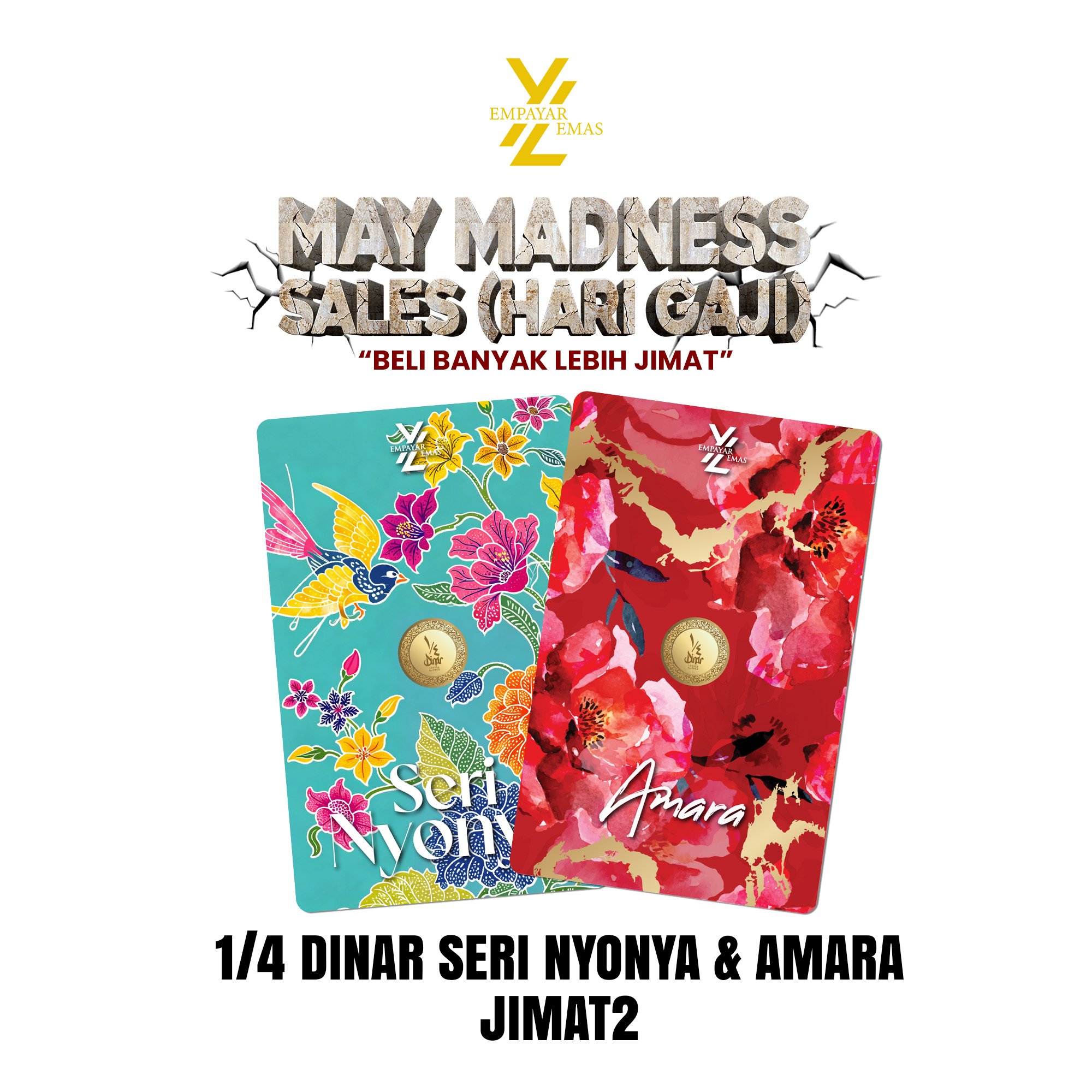 COMBO 1/4 DINAR SERI NYONYA + 1/4  DINAR AMARA (999.9)(READY STOK DI HQ 26 MEI)